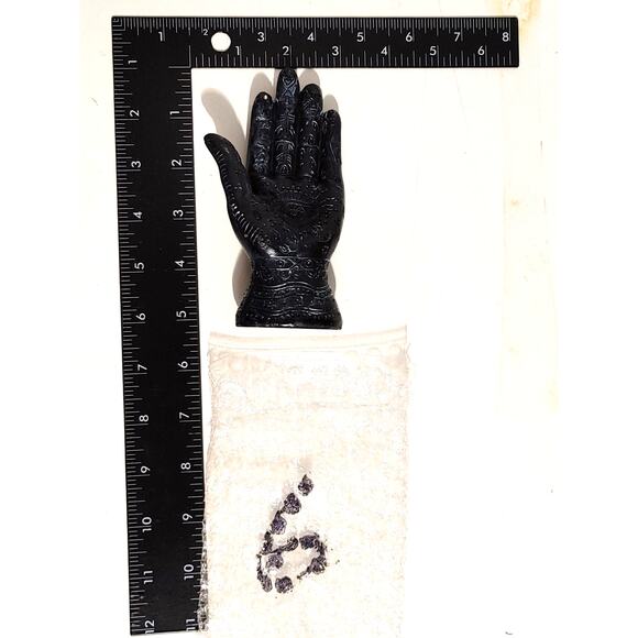 Evil Eye Hamsa Hand Fatima God Palmistry Decorative Statue Halloween Decor Black - Picture 3 of 3